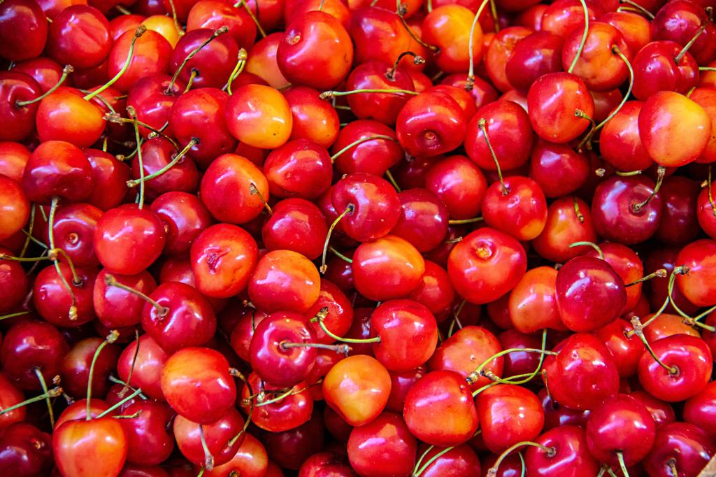 red, orange cherries for good health, sweetness in life and love